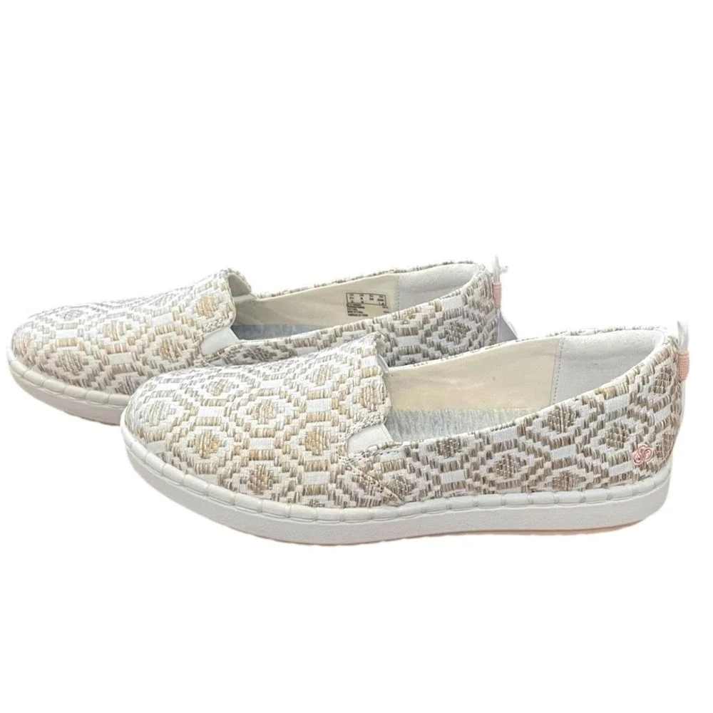 Clarks Cloudsteppers Slip On Flats Women Natural Geometric Pattern Size‎ 6